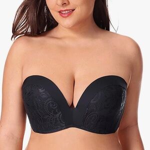 Black 38D Lacey Strapless Bra - NWOT